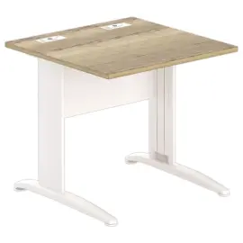 Table 80 x 80 ch&ecirc;ne vein&eacute; - pieds blanc Fiducial 