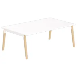 Table de r&eacute;union 200 x 120 cm blanc / h&ecirc;tre 