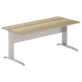 Bureau BUENOS AIRES - Plateau ch&ecirc;ne vein&eacute; et pieds aluminium - 180x80 cm 