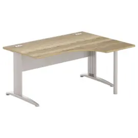 Bureau BUENOS AIRES compact retour &agrave; droite 160 x 80 ch&ecirc;ne vein&eacute;/alu 