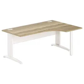 Bureau BUENOS AIRES compact retour &agrave; droite180 x 80 ch&ecirc;ne vein&eacute; /blanc 