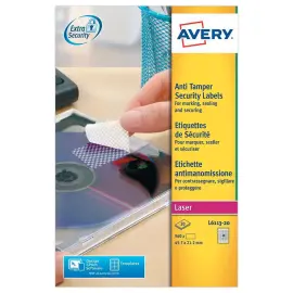 &Eacute;tiquettes de s&eacute;curit&eacute; laser AVERY 45,7 x 21,2 mm 20 f x 48 &eacute;tiquettes 