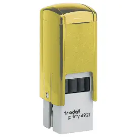 Timbre Printy personnalisable 4921 - Bo&icirc;tier jaune - Encre noire - 12 x 12 mm - 3 lignes max. 
