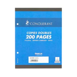 Feuille mobile double perfor&eacute;e CONQUERANT - 17X22cm - SEYES 90g - lot de 200 