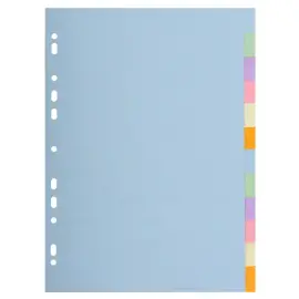 Jeu d'intercalaires carte forte recycl&eacute;e 3/10e - A4 -12 positions - EXACOMPTA 