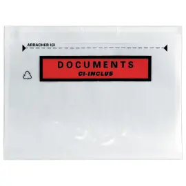 250 Pochettes adh&eacute;sives 'DOCUMENTS CI-INCLUS' format C6 162x120 mm 