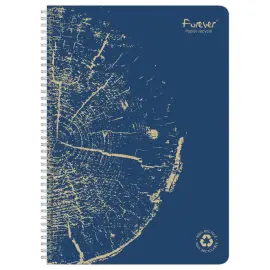 Cahier recycl&eacute; &agrave; spirales pages A5 5x5. 