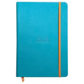Carnet broch&eacute; RhodiaramaA5 192 pages,lign&eacute;,couverture rigide turquoise 