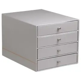 Module de classement Rhodiarama 4 tiroirs simili cuir italien - Argent 