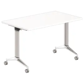 Table rabattable 120x70 blanc/alu mont&eacute;e 
