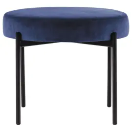 Pouf Rond GAIA D37 pieds noirs veloursbleu mont&eacute; 