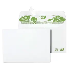 40 enveloppes extra blanches 114x162 mm 100% recycl&eacute;es 80g bande silicon&eacute; 