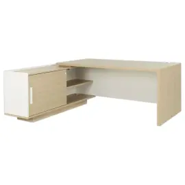 Bureau BARI Retour gauche 180 cm ch&ecirc;nestructur&eacute; / blanc mont&eacute; 