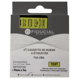 Ruban K7 pour titreuse DYMO S0720730 9mm jaune impression noire 