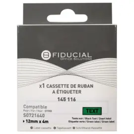 Ruban Letratag 12mmx4 m impression noire sur vert comp DYMO S0721640 