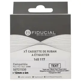 Ruban Letratag 12mmx4 m impression noire sur transp comp DYMO S0721530 