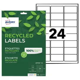 15 planches &eacute;tiquettes recycl&eacute;es blanches63,5 x 33,9mm 