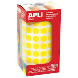 Rouleau de 5192 pastilles gommettes rondes - &Oslash; 10,5 mm - Jaune - Apli 