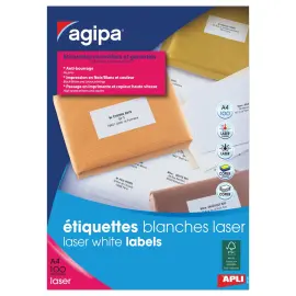 100 Etiquettes blanches permanentes laser et copieur 70x42 mm 