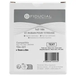 Ruban comp BROTHER TZE 221 9mm blanc impression noire 