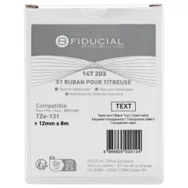 Ruban comp BROTHER TZE 131 12mm transparent impression noire 