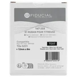 Ruban comp BROTHER TZSE 231 12mm blancimpression noire LAM 