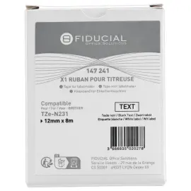 Ruban comp BROTHER TZEN 231 cassettes noir / blanc 12 mm 
