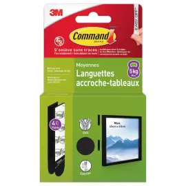 Languettes accroche-tableaux - Taille M - Noir - Command 