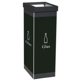 Corbeille de tri s&eacute;lectif "Glass" PAPERFLOW 60L noir/vert 