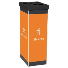 Corbeille de tri s&eacute;lectif "Gobelets" PAPERFLOW 60L noir/orange 