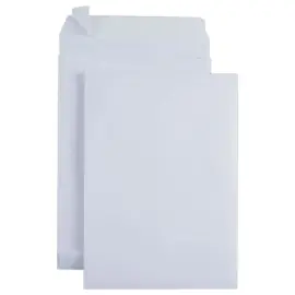 100 Pochettes kraft blanc arm&eacute; bande silicon&eacute;e 229x324mm &agrave; soufflets 30mm 