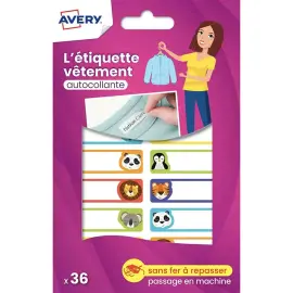 30 paquets 36 &eacute;tiquettes v&ecirc;tements autocollantes - motifs animaux 