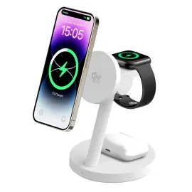 Chargeur &agrave; induction - 3 en 1 - 25W - Blanc - T'nB 
