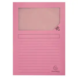 100 Pochettes coins papier &agrave; fen&ecirc;tre cristal - rose pastel - EXACOMPTA 