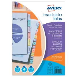 Jeu d'intercalaires A4 maxi - 12 onglets - AVERY 