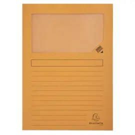 100 Pochettes coins papier &agrave; fen&ecirc;tre cristal - orange vif - EXACOMPTA 