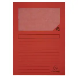 100 Pochettes coins papier &agrave; fen&ecirc;tre cristal - rouge vif - EXACOMPTA 