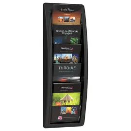Pr&eacute;sentoir mural noir Quick Fit - PAPERFLOW - 5 cases A5 