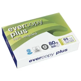 240 Ramettes de 500 feuilles de papier blanc recycl&eacute; 100% EVERCOPY A4 80g 