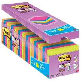 24 Notes repositionnables Super Sticky coloris assortis 7,6 x 7,6 cm - POST-IT 