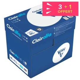 3 Cartons de 5 Ramettes papier soit 7 500 feuilles A4 Clairalfa + 1 carton de 5 ramettes offert  - 80g - Clairefontaine 