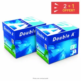 10 Ramettes de 500 feuilles de papier blanc A4 + 5 ramettes offertes  - 75g - Double A 