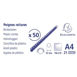 Boite 50 reliures spirales plastique 25mm - Noir - EXACOMPTA 