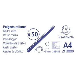 Boite 50 reliures spirales plastique 45mm - Noir - EXACOMPTA 
