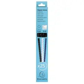 Boite 25 reliures spirales plastique 8mm - Noir - EXACOMPTA 