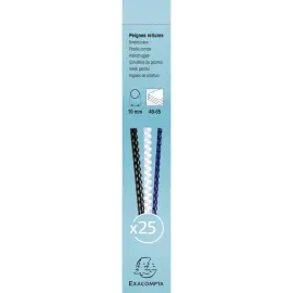 Boite 25 reliures spirales plastique 10mm - Blanc - EXACOMPTA 