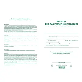 Piq&ucirc;re 32x19,5cm - Registre d'identification des vendeurs en vue d'une manifestation publique - 80 pages - EXACOMPTA 