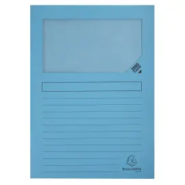 Paquet de 100 chemises &agrave; fen&ecirc;tre SUPER 160g/m2 - 22x31cm - Bleu vif - EXACOMPTA 