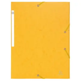 Chemises &agrave; &eacute;lastiques carte lustr&eacute;e 3 rabats monobloc - Jaune - EXACOMPTA 