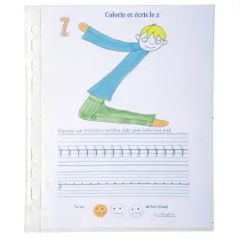 Sachet de 10 pochettes perfor&eacute;es polypropyl&egrave;ne grain&eacute; format &eacute;colier - 17 x 22 cm - Cristal - Exacompta 